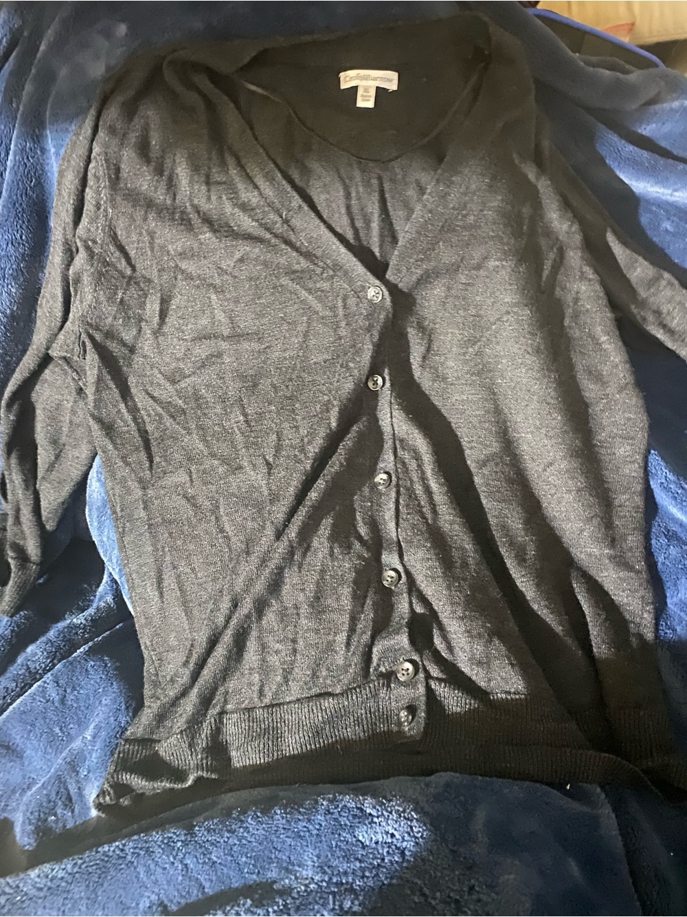 croft & barrow Black V-Neck Button Front Cardigan